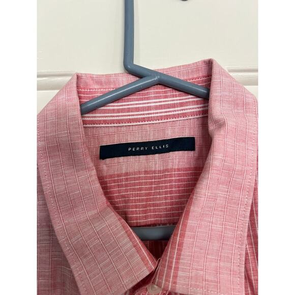 Perry Ellis Men's Salmon Pink Portfolio City Fit Button-down Shirt Size XXL - Picture 2 of 5